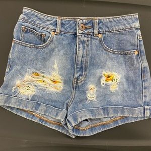 High waisted denim shorts
